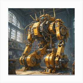 Mechanical Majesty: The Library Guardian Canvas Print