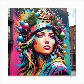 Girl With The Rainbow Head Canvas Print