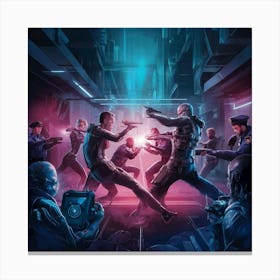 Cyberpunk Showdown Canvas Print