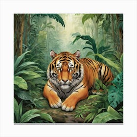 Tiger In The Jungle Art Print 3 1 Canvas Print