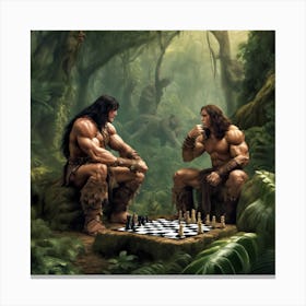 Man Cave Collection: Barbarian Chess Match  Canvas Print