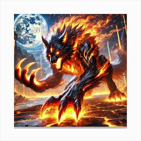 Yang Fire Wolf Blazing Claws Canvas Print