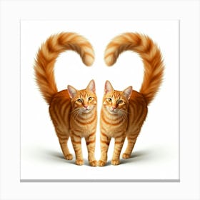 Two Cats In A Heart Shape Canvas Print