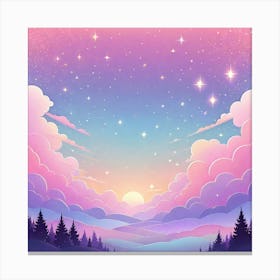 Sky With Twinkling Stars In Pastel Colors Square Composition 16 Canvas Print