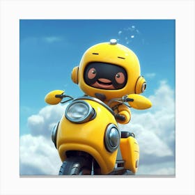 Robot On A Motorcycle Canvas Print