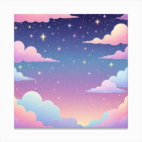 Sky With Twinkling Stars In Pastel Colors Square Composition 259 Canvas Print