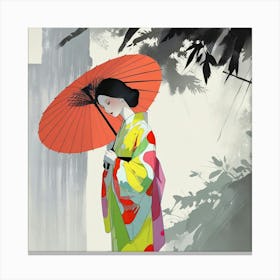 Japanese woman with umbrella 3 Canvas Print