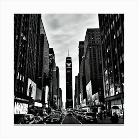 Times Square In Black And White Canvas Print