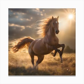 Horse Galloping In The Field Canvas Print