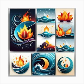 Flames And Waves Canvas Print
