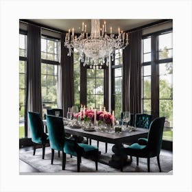 700565 Elegant Dining Room With Crystal Chandelier, Dark Xl 1024 V1 0 Canvas Print