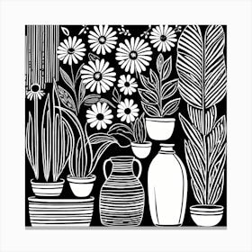 Lion cut inspired Black and white Garden plants & flowers art, Gardening art, Garden 206 Canvas Print