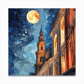 Moonlight In The City Canvas Print