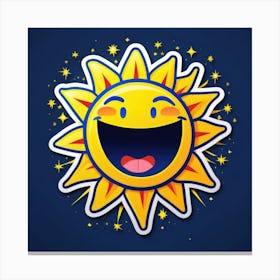 Lovely smiling sun on a blue gradient background 120 Canvas Print