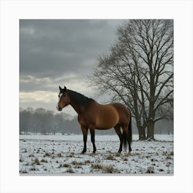 Horse In The Snow 15 Canvas Print