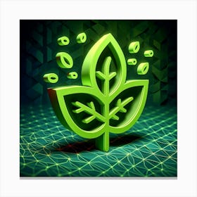 Green Leaf 3d Illustration Canvas Print