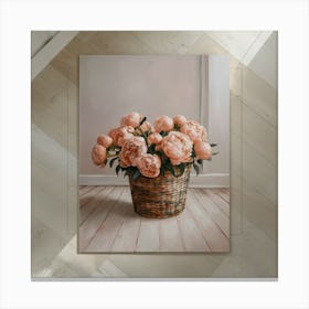 Peonies In A Basket 3 Canvas Print