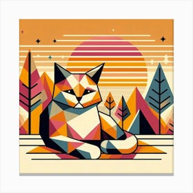 Moonstone Low Poly Cat Canvas Print