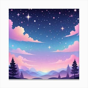 Sky With Twinkling Stars In Pastel Colors Square Composition 164 Canvas Print