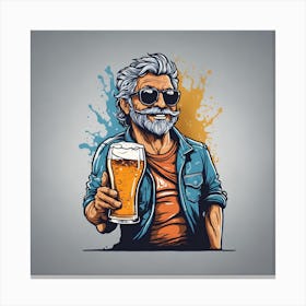 Old Man With A Beer Canvas Print