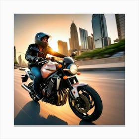 Sunset On A Motorcycle 1 Canvas Print