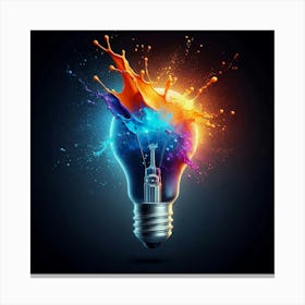 Light Bulb With Paint Splash Canvas Print