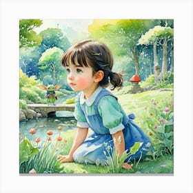 Little Girl In The Forest Canvas Print