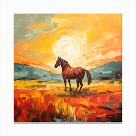 Horse In Field Canvas Print