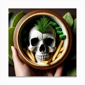Skull In A Bowl Canvas Print