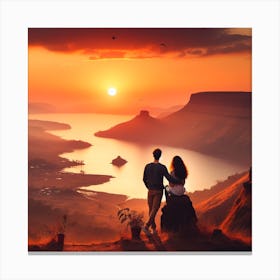 Couple enjoying sunset 1 Canvas Print