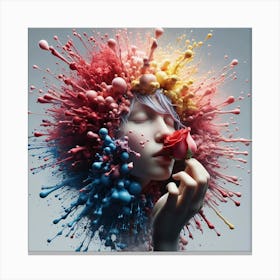 Girl With Paint Splatters Canvas Print