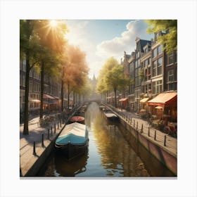 Amsterdam Canal in the morning 1 Canvas Print