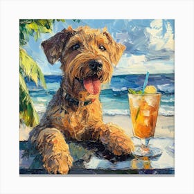 Dog At The Beach Bar In Acrylic 2 Canvas Print