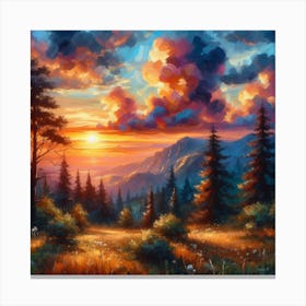 Sunset In The Mountains 3 Canvas Print