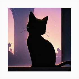 Silhouette Of A Cat 1 Canvas Print