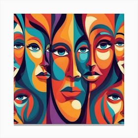 Colorful Abstract Portraits Of Women Canvas Print