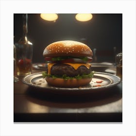 Hamburger On A Plate 132 Canvas Print