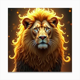 A Lion With A Regal, Golden Aura And Elaborate, Fantasy Elements Canvas Print