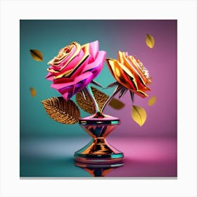 Tres Rosas Colores Fosforescentes 1 Canvas Print