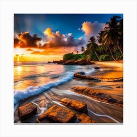 Sunset On The Beach Canvas Print