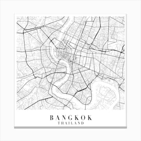 Bangkok Thailand Street Map Minimal Square Canvas Print