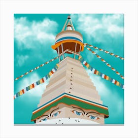 Monastery In The Mountains Square Canvas Print