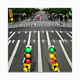 Traffic Lights In New York City Canvas Print