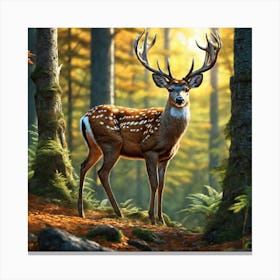 Deer In The Forest 168 Canvas Print