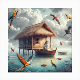 Parrots In The House Canvas Print