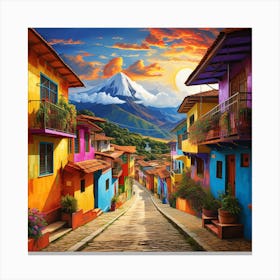 Colorful Houses In Colombia Canvas Print