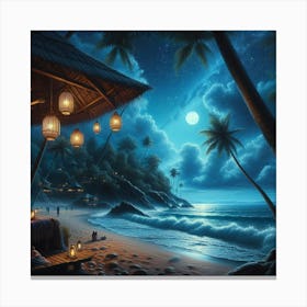 Night At The Beach Canvas Print