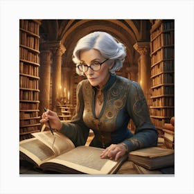 The Elderly Lady Librarian 003 Canvas Print