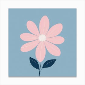 A White And Pink Flower In Minimalist Style Square Composition 437 Canvas Print