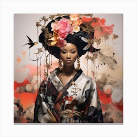 Modern Geisha - Surrealism Collage Canvas Print